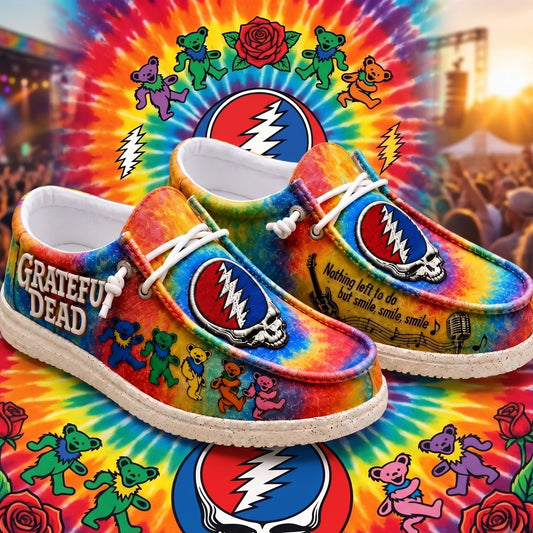 Grateful Dead "Nothing Left To Do But Smile" Canvas Loafers 🌈💀