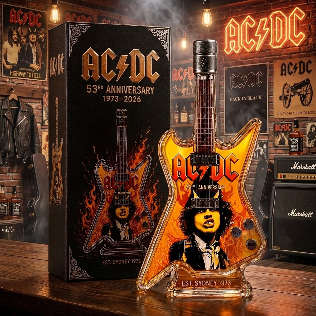 AC/DC 53rd Anniversary Guitar Shaped Whiskey Decanter