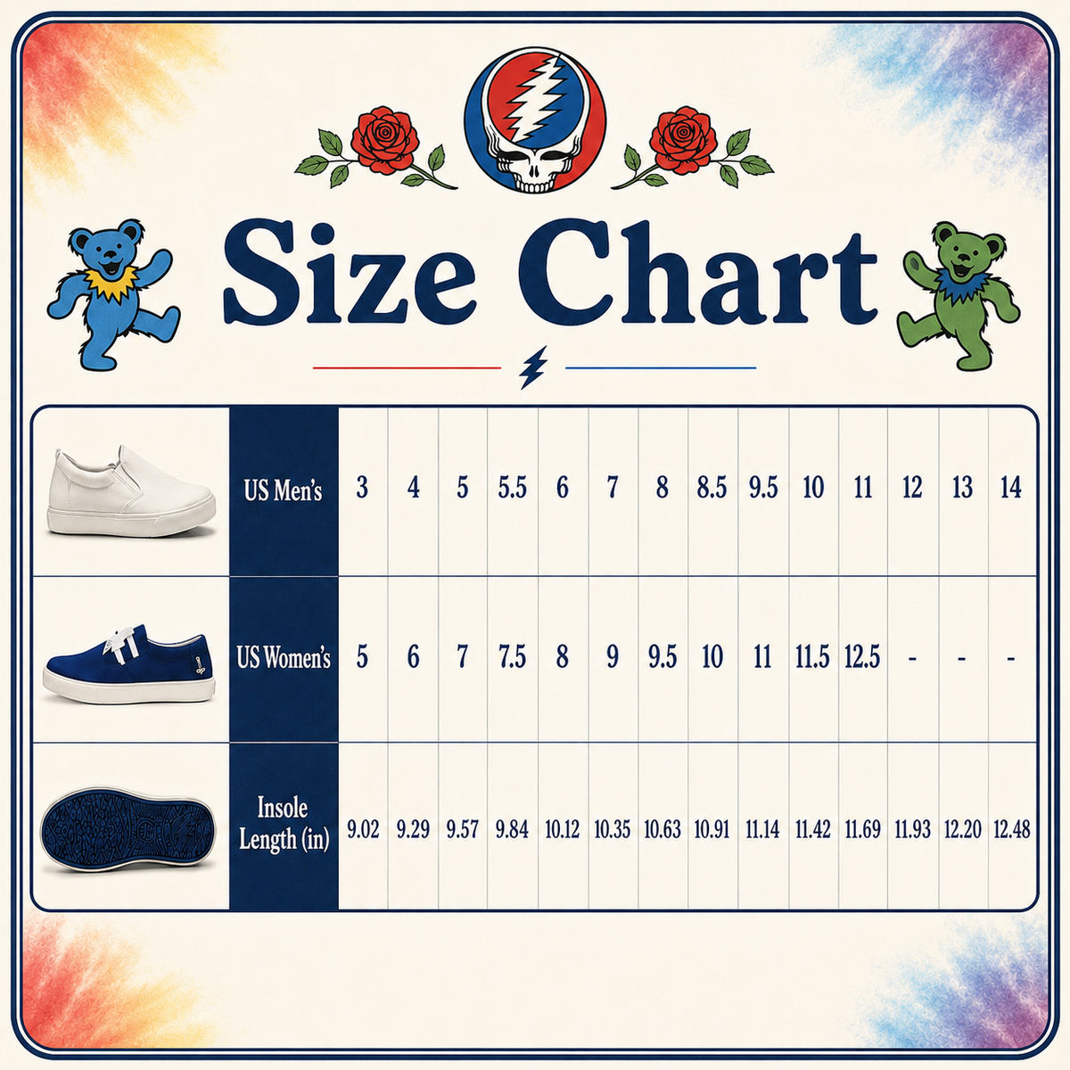 Grateful Dead "Nothing Left To Do But Smile" Canvas Loafers 🌈💀